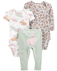 Conjunto "Carter,s" - 3 piezas verde agua con conejitos
