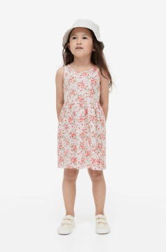 Vestido H&M - Rosa con flores rojas y rosas - tienda online