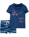 Conjunto "Carter´s" - Remera UV manga + zunga azul con cocodrilo buzo