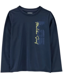 Remera UV "Osh Kosh" - Little Boy - Azul oscuro, manga larga con "Malibú Surf"