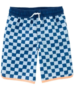 Malla "Carter´s" - Cuadritos azul y celeste, con detalles en salmón