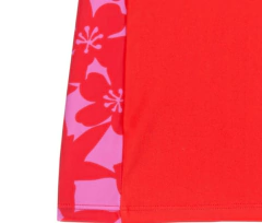 Remera UV - "Speedo" - Manga corta roja con flores rosas - Lupeluz