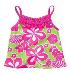 Malla "Carter´s" - 2 piezas top + bombacha rosa y verde flúo con flores - comprar online