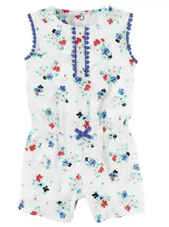 Enterito "Carter´s" - De algodón blanco con flores rojas y azules
