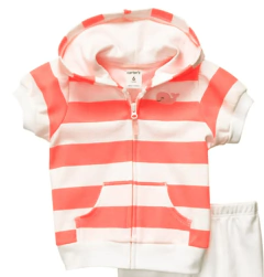 Conjunto "Carter´s" - 2 piezas campera manga corta rayada con flúo + calza - comprar online