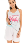 Pijama "Mariene" - TEENS ! Musculosa + short gris con rosa y celeste "Magic"