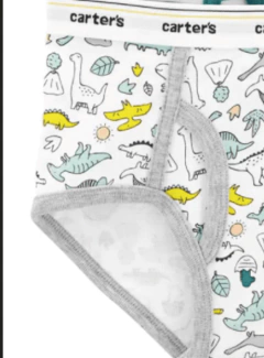 Slips "Carter´s" - Pack x 3 unidades - Verde y blanco con dinosaurios - tienda online