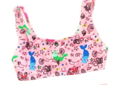Bikini "Elemento" - Top + bombacha rosa con caracoles, pulpos y gatos sirena - comprar online