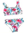 Bikini "Elemento" - Top + bombacha batik rosa y azul con animales astronautas