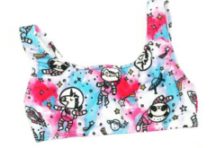 Bikini "Elemento" - Top + bombacha batik rosa y azul con animales astronautas - comprar online
