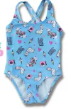 Enteriza "Elemento" - Big Girl - Enteriza celeste con dibujitos rosa y blanco