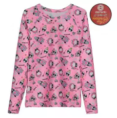 Remera UV "Elemento" - Manga larga rosa con animales playa