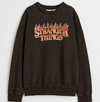 Buzo "H&M". Negro desgastado "Stranger Things", de algodón rústico