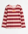 Remera H&M - De morley rayada rosa y bordó con "Big Sister"