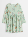 Vestido H&M - Big girl -De algodón manga larga, verde con animalitos