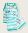 Pijama "Wolmeli" - Musculosa + short rayado verde agua y blanco