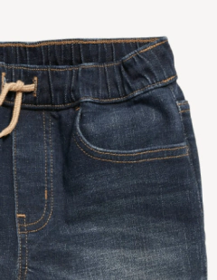 Short "Old Navy" - De jean azul oscuro, cintura elastizada, cordón ajustable beige - comprar online
