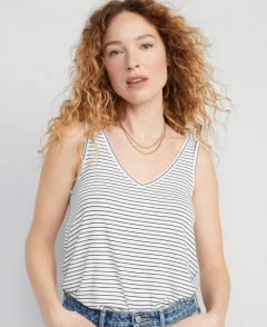 Musculosa "Old Navy" - De mujer, escote "V", blanca con rayitas negras - comprar online