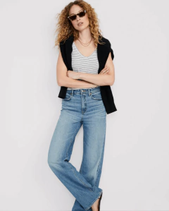 Musculosa "Old Navy" - De mujer, escote "V", blanca con rayitas negras - Lupeluz