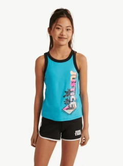 Musculosa "Justice" - Turquesa con logo de colores - Talle grande en internet