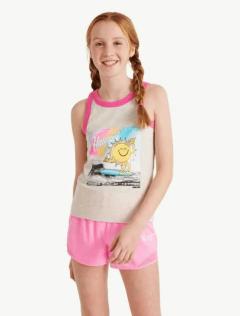 Musculosa "Justice" - Gris con sol Hawaii y vivos en fucsia en internet