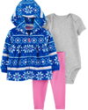 Conjunto "Carter´s" - 3 piezas campera micropolar + body manga corta + calza algodón