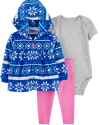 Conjunto "Carter´s" - 3 piezas campera micropolar + body manga corta + calza algodón