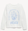 Remera "Old Navy" - Blanca, manga larga, con flores celestes