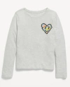 Remera "Old Navy" - Gris, manga larga, con corazón estampado