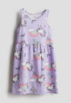 Vestido H&M - Big Girl - Lila con unicornios y arco iris