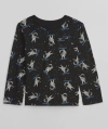 Remera "Gap" - Negra, manga larga, con astronautas