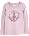 Remera "Osh Kosh" - Rosa oscuro con simbolo de paz con flores