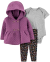 Conjunto "Carter´s" - 3 piezas campera matelasé con botones + body manga corta + calza