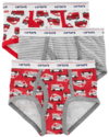 Slips "Carter´s" - Pack x 3 unidades - Rojo, blanco y gris con camion de bomberos