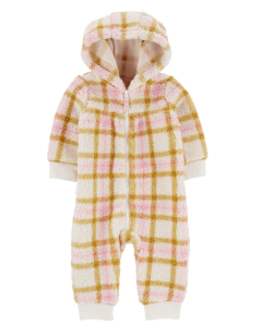 Osito "Carter´s" - De peluche cuadrillé, con capucha, sin pies