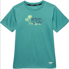 Remera UV - "Speedo" - Little Boy - Manga corta verde con dibujo estampado