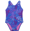 Malla "Speedo" - Enteriza azul con corazones y estrellas de colores (pañalero)