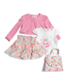 Conjunto 4 piezas "Tommy Bahana" - Little Girl - Rosa, con flores y carterita!!