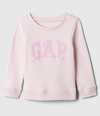 Buzo "Gap". Cuello redondo rosa clarito con logo estampado flores