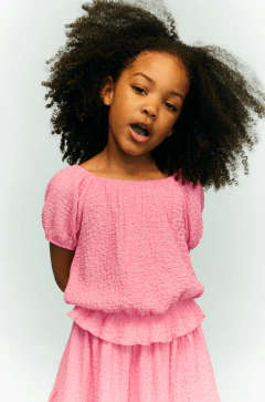 Remera "H&M" - Rufflé rosa con elástico en cintura - comprar online