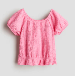 Remera "H&M" - Rufflé rosa con elástico en cintura