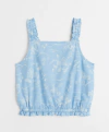 Musculosa H&M - Celeste con dibujos en blanco y elástico abajo