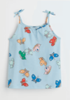 Musculosa H&M - Little Girl - Celeste con mariposas de colores