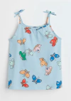 Musculosa H&M - BIg Girl - Celeste con mariposas de colores