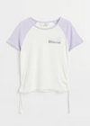 Remera H&M - Blanca con mangas lilas "Good Vibes Everyday"