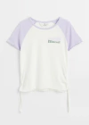 Remera H&M - Blanca con mangas lilas "Good Vibes Everyday"