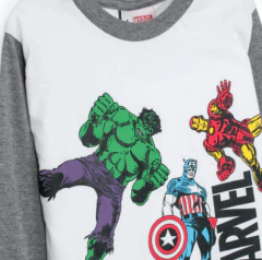 Pijama "Marvel" - Blanco y gris - Avengers con personajes en circulo en internet