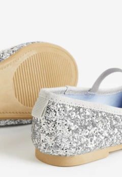 Zapatos "H&M" - Balerinas plateadas "Elsa" con glitter (ver medidas en la descripción) - Lupeluz