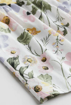 Vestido H&M - Big Girl - Blanco con flores grandes rosas, lilas y amarillas en internet