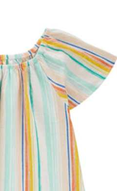 Conjunto "Carter´s" - 2 piezas. Remera poplin rayada + short algodón simil jean - comprar online